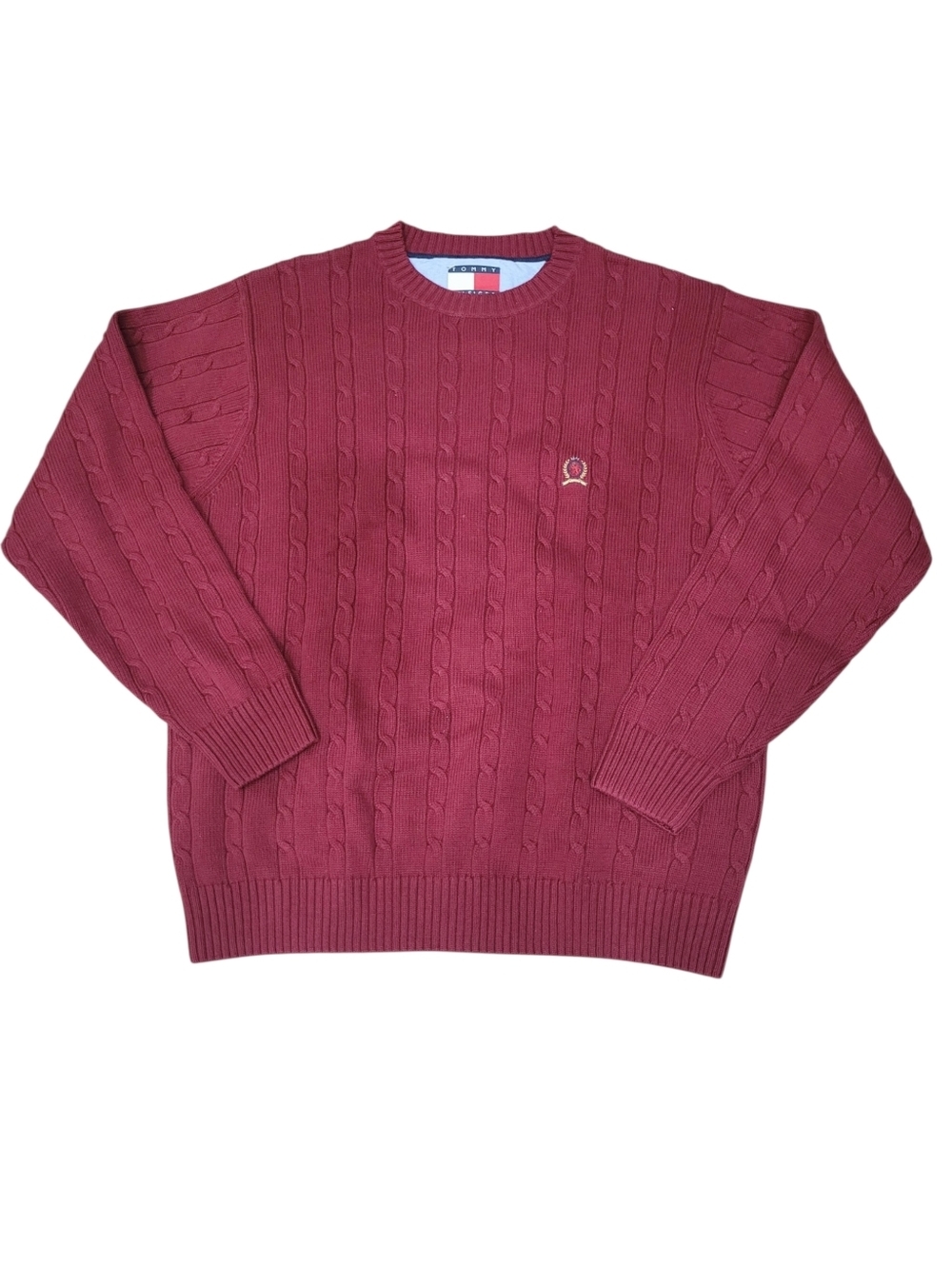 Vintage Tommy Hilfiger Burgundy Red Sweater Top Size: M - Picture 2 of 8